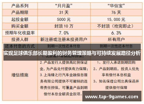 实现足球俱乐部长期盈利的财务管理策略与可持续发展路径分析